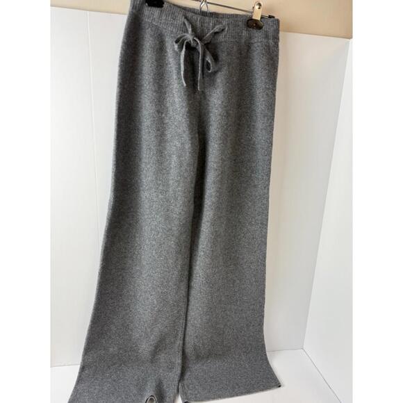 Amazon Pants - New 100% Merino Knit Wide Leg Pants Long‎ Drawstring, Gray  M
